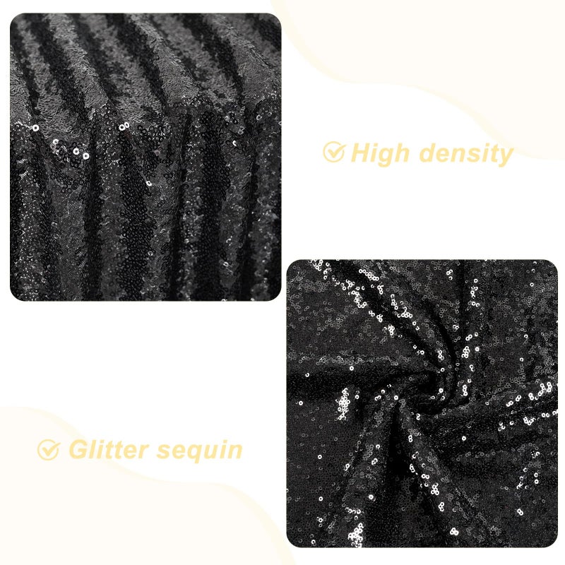 PartyDelight Black Sequin Tablecloth 60"x102" Rectangle Shimmer Table Cloths Sparkle Glitter Decorations - Image 4